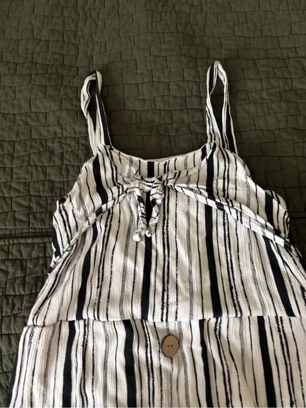Beautees Black and White Striped Sundress. Made in Mexico.